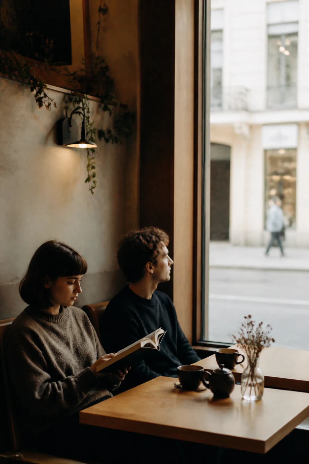 Quiet company in a calm café